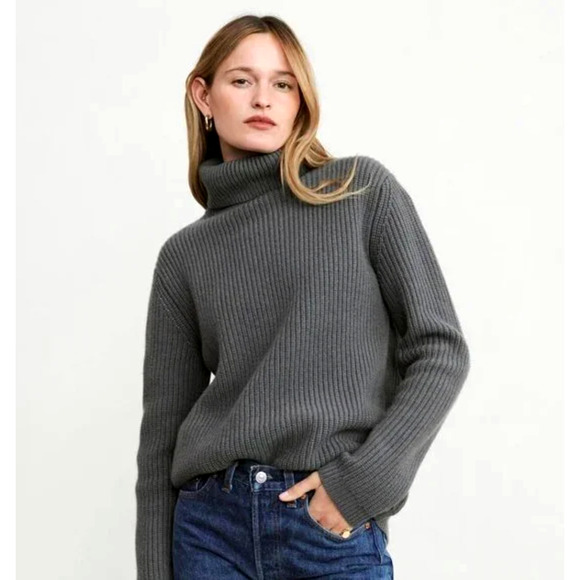 NWT! Jenni Kayne XS Oversized 100% Cashmere $695 Turtleneck Sweater Gray Storm - Picture 8 of 12